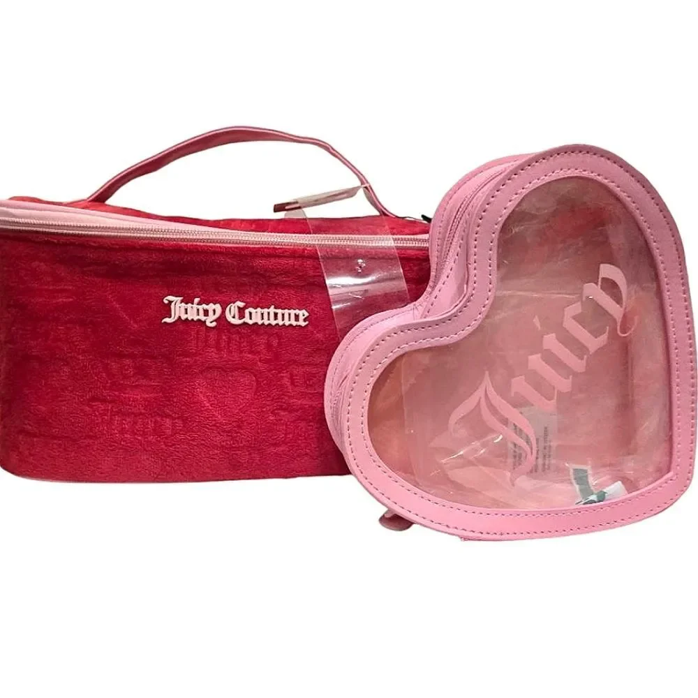 Juicy Couture Heart & Crown Embossed Velour‎ & Transparent Heart-Shaped Cosmetic